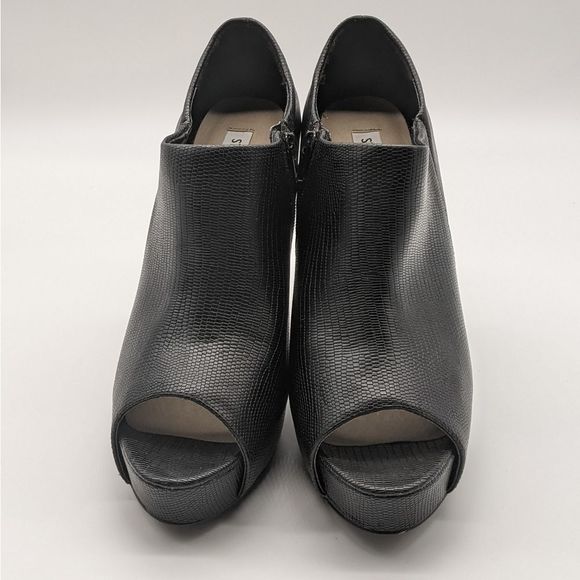 Steve Madden Crocodile Nile Black Peep Toe 5" Stilettos Sz 11 EUC - Picture 9 of 14